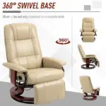 HOMCOM Leather Manual Recliner, Adjustable Swivel Lounge Chair with Footrest, Armrest and Wrapped Wood Base for Living Room, Cream White - Image 5