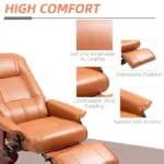 HOMCOM Leather Manual Recliner Adjustable Swivel Lounge Chair with Footrest Armrest and Wrapped Wood Base for Living Room, Light Brown - Image 6