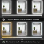 HOMCOM LED Bathroom Vanity Mirror 32x24 Inch Smart Touch Dimmable 3 Colors Makeup Mirror - Image 5