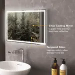 HOMCOM LED Bathroom Vanity Mirror 32x24 Inch Smart Touch Dimmable 3 Colors Makeup Mirror - Image 6
