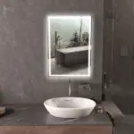 HOMCOM LED Bathroom Vanity Mirror 32x24 Inch Smart Touch Dimmable 3 Colors Makeup Mirror - Image 10