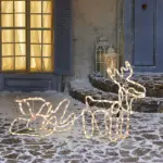 Outsunny LED Christmas Reindeer and Sleigh Decoration 35 Warm White Lights Steel Frame for Yard Indoor Outdoor - Image 2