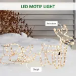 Outsunny LED Christmas Reindeer and Sleigh Decoration 35 Warm White Lights Steel Frame for Yard Indoor Outdoor - Image 4