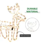 Outsunny LED Christmas Reindeer and Sleigh Decoration 35 Warm White Lights Steel Frame for Yard Indoor Outdoor - Image 6