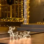 Outsunny LED Christmas Reindeer and Sleigh Decoration 35 Warm White Lights Steel Frame for Yard Indoor Outdoor - Image 10