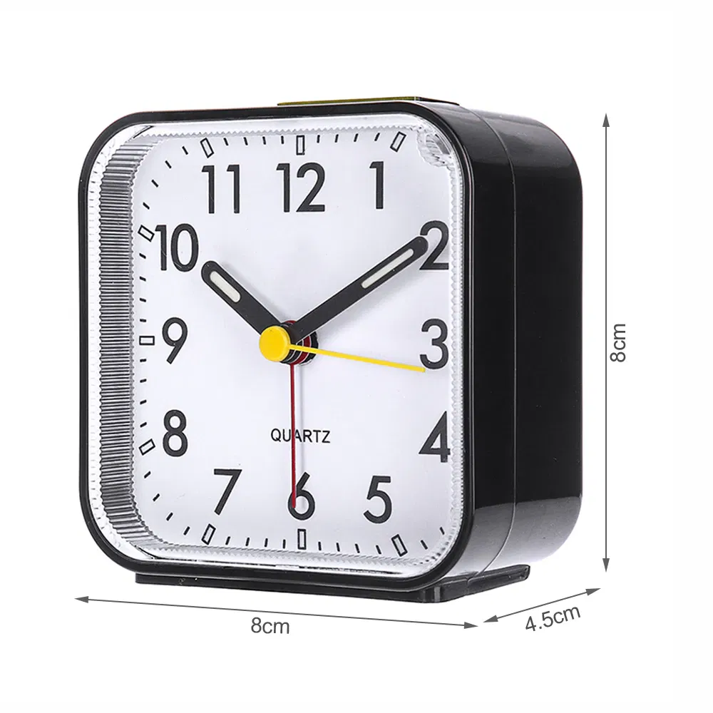 Silent Analog Alarm Clock with Night Light and Snooze Battery Powered