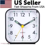 Silent Analog Alarm Clock with Night Light and Snooze Battery Powered