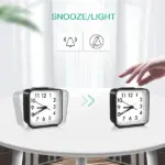 Silent Analog Alarm Clock with Night Light and Snooze Battery Powered - Image 2