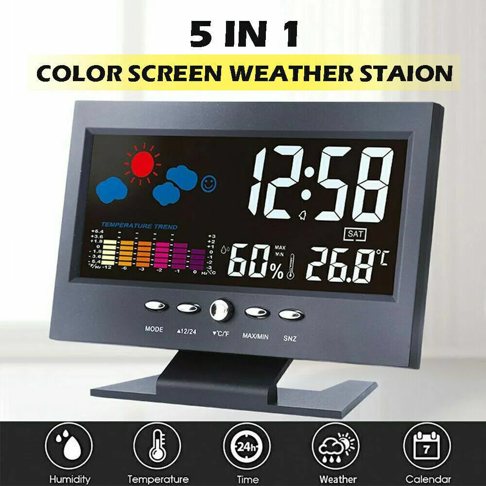 LED Digital Alarm Clock with Calendar Thermometer and Hygrometer
