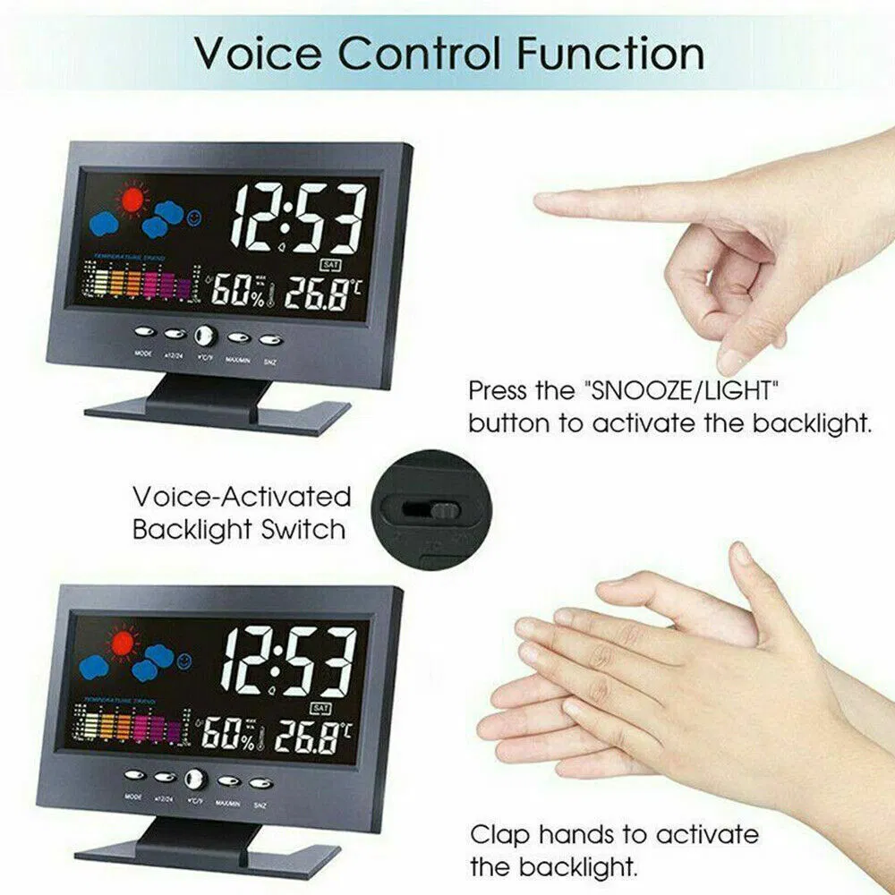 LED Digital Alarm Clock with Calendar Thermometer and Hygrometer