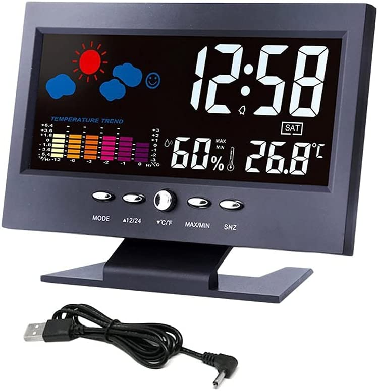 LED Digital Alarm Clock with Calendar Thermometer and Hygrometer