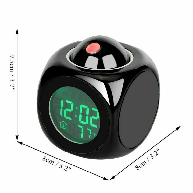 LED Projection Alarm Clock with LCD Display Voice Time Weather and Snooze