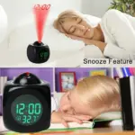 LED Projection Alarm Clock with LCD Display Voice Time Weather and Snooze - Image 3