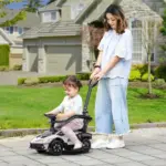 Aosom Licensed 2-in-1 Toddler Ride On Push Car Walker, Interactive Steering Wheel, Engine Sounds, Manual Push-Along Toy, White - Image 2