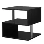 HOMCOM Lift Top Coffee Table Designer S-Shaped Black 3-Tier Side Table Multi Level with 2 Steel Support Poles - Image 11