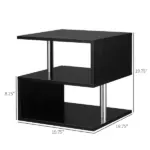 HOMCOM Lift Top Coffee Table Designer S-Shaped Black 3-Tier Side Table Multi Level with 2 Steel Support Poles - Image 3