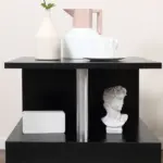 HOMCOM Lift Top Coffee Table Designer S-Shaped Black 3-Tier Side Table Multi Level with 2 Steel Support Poles - Image 8