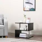 HOMCOM Lift Top Coffee Table Designer S-Shaped Black 3-Tier Side Table Multi Level with 2 Steel Support Poles - Image 10