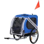 Dog Bike Trailer with 3 Entrances, Off Road Wheels and Mesh Screen, Light Blue and Gray - Image 11