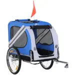 Dog Bike Trailer with 3 Entrances, Off Road Wheels and Mesh Screen, Light Blue and Gray