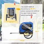Dog Bike Trailer with 3 Entrances, Off Road Wheels and Mesh Screen, Light Blue and Gray - Image 3