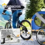 Dog Bike Trailer with 3 Entrances, Off Road Wheels and Mesh Screen, Light Blue and Gray - Image 6