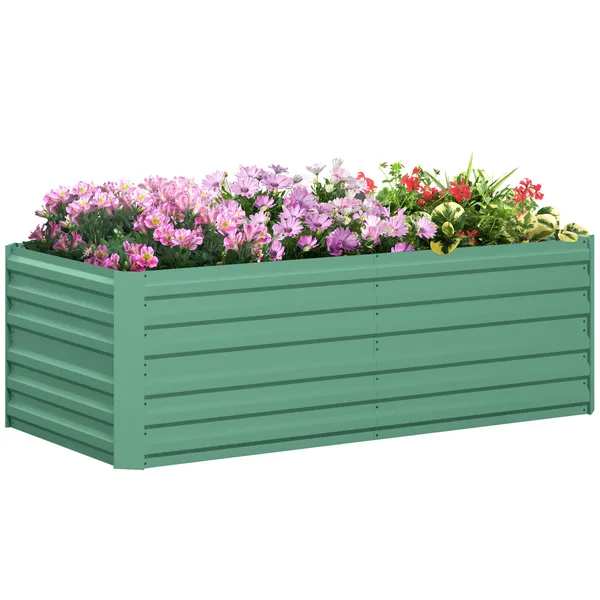 light-green-garden-bed-galvanized-steel-raised-planter-with-rods-71-x-36-x-23.webp Light Green Garden Bed - Galvanized Steel Raised Planter with Rods 71 x 36 x 23 - Image 1
