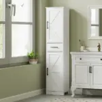 HOMCOM Linen Cabinet Bathroom with Drawer, 67 Inch Tall Bathroom Storage Cabinet with Doors and Shelves, Farmhouse Style, White - Image 2