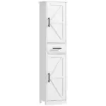 HOMCOM Linen Cabinet Bathroom with Drawer, 67 Inch Tall Bathroom Storage Cabinet with Doors and Shelves, Farmhouse Style, White