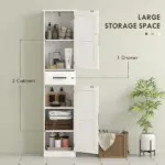 HOMCOM Linen Cabinet Bathroom with Drawer, 67 Inch Tall Bathroom Storage Cabinet with Doors and Shelves, Farmhouse Style, White - Image 5
