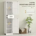 HOMCOM Linen Cabinet Bathroom with Drawer, 67 Inch Tall Bathroom Storage Cabinet with Doors and Shelves, Farmhouse Style, White - Image 6