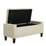 HOMCOM Linen Tufted Storage Ottoman Bench with Lift Top for Spacious Living Room Entryway Bedroom Decor Beige - Image 11