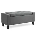 HOMCOM Linen Upholstered Storage Ottoman with Lift-Top Design Space-Saving Gray - Image 11