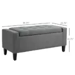 HOMCOM Linen Upholstered Storage Ottoman with Lift-Top Design Space-Saving Gray - Image 3