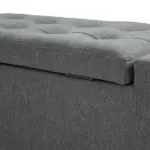 HOMCOM Linen Upholstered Storage Ottoman with Lift-Top Design Space-Saving Gray - Image 7