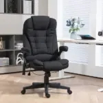 Vinsetto Linen Vibrating Massage Heat Office Chair High Back Recliner Padded Armrests Remote Control Black - Image 2