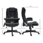 Vinsetto Linen Vibrating Massage Heat Office Chair High Back Recliner Padded Armrests Remote Control Black - Image 3