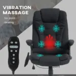 Vinsetto Linen Vibrating Massage Heat Office Chair High Back Recliner Padded Armrests Remote Control Black - Image 4