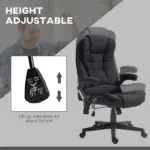 Vinsetto Linen Vibrating Massage Heat Office Chair High Back Recliner Padded Armrests Remote Control Black - Image 5
