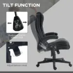 Vinsetto Linen Vibrating Massage Heat Office Chair High Back Recliner Padded Armrests Remote Control Black - Image 7
