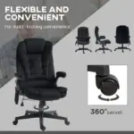 Vinsetto Linen Vibrating Massage Heat Office Chair High Back Recliner Padded Armrests Remote Control Black - Image 8