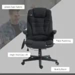 Vinsetto Linen Vibrating Massage Heat Office Chair High Back Recliner Padded Armrests Remote Control Black - Image 9