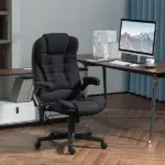 Vinsetto Linen Vibrating Massage Heat Office Chair High Back Recliner Padded Armrests Remote Control Black - Image 10