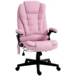 Linen Vibrating Massage Heated Office Chair High Back Reclining Padded Armrests Remote Pink - Image 11