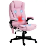 Linen Vibrating Massage Heated Office Chair High Back Reclining Padded Armrests Remote Pink