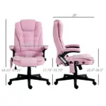Linen Vibrating Massage Heated Office Chair High Back Reclining Padded Armrests Remote Pink - Image 3