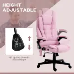 Linen Vibrating Massage Heated Office Chair High Back Reclining Padded Armrests Remote Pink - Image 5
