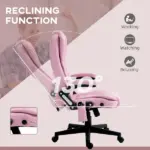 Linen Vibrating Massage Heated Office Chair High Back Reclining Padded Armrests Remote Pink - Image 6