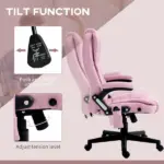 Linen Vibrating Massage Heated Office Chair High Back Reclining Padded Armrests Remote Pink - Image 7