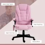 Linen Vibrating Massage Heated Office Chair High Back Reclining Padded Armrests Remote Pink - Image 9